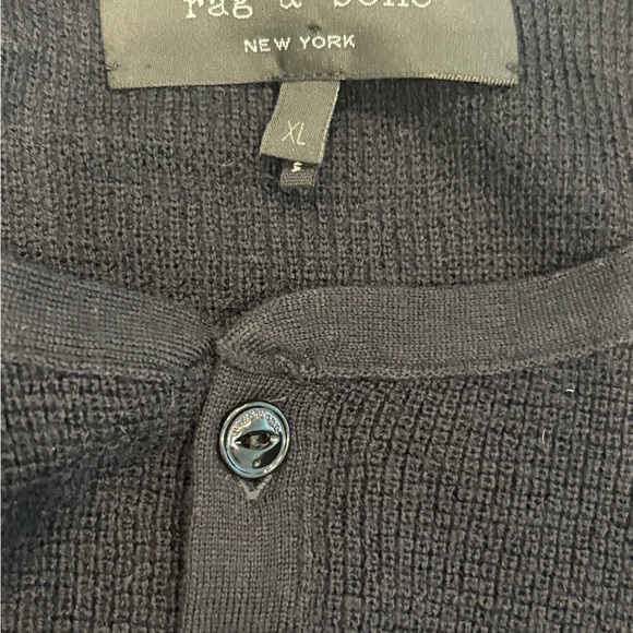 RAG & BONE Bennet Merino Wool Sweater Henley XL black - Picture 8 of 9